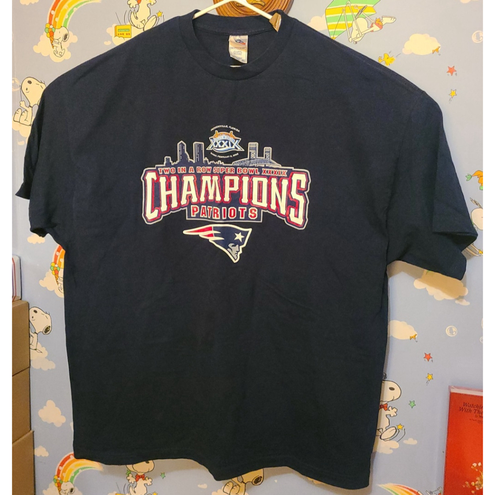 New England Patriots NFL Superbowl XXXIX Champions Two In A Row Shirt Size 3XL